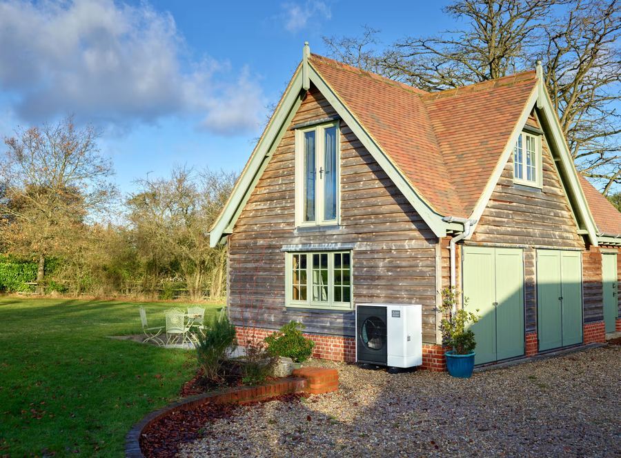 Air source heat pump installed at a home